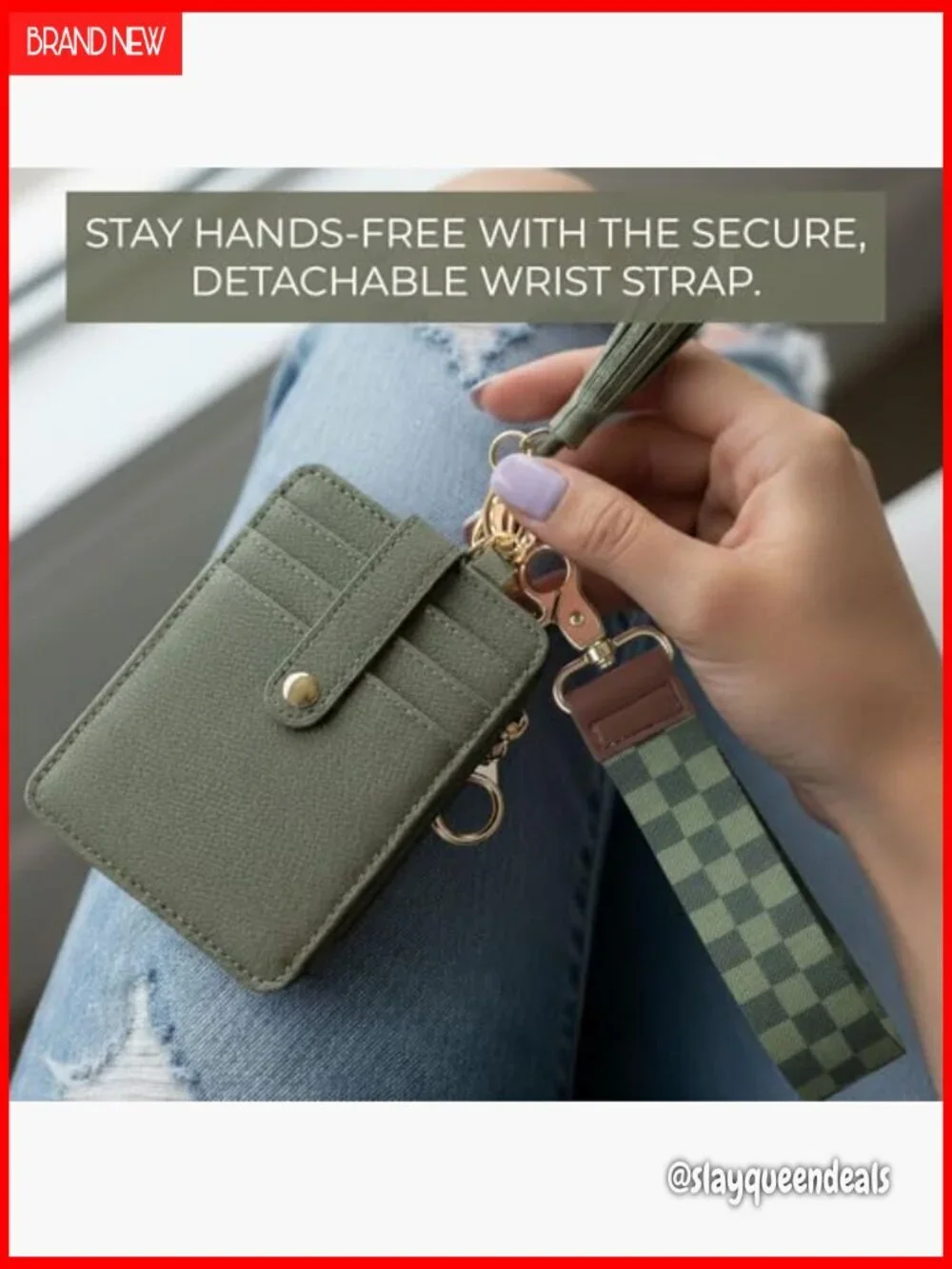 Slim Wristlet Keychain Wallet with RFID Blocking and ID Window